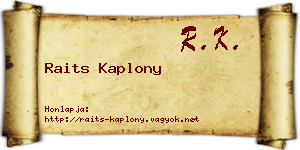 Raits Kaplony névjegykártya